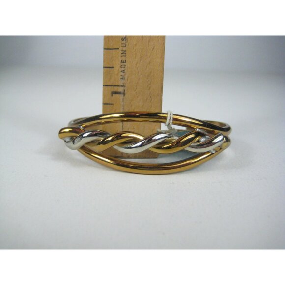 Pcraft Jewelry Gold Tone Silver Tone Twisted Cuff Bracelet Tag Two Tone - Picture 4 of 7